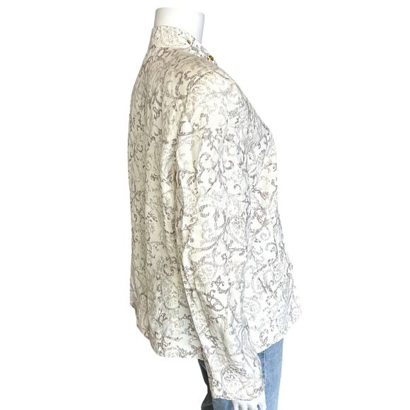 Alfred Dunner Womens Zip-up Jacket. Gray & White Print - Picture 3 of 13